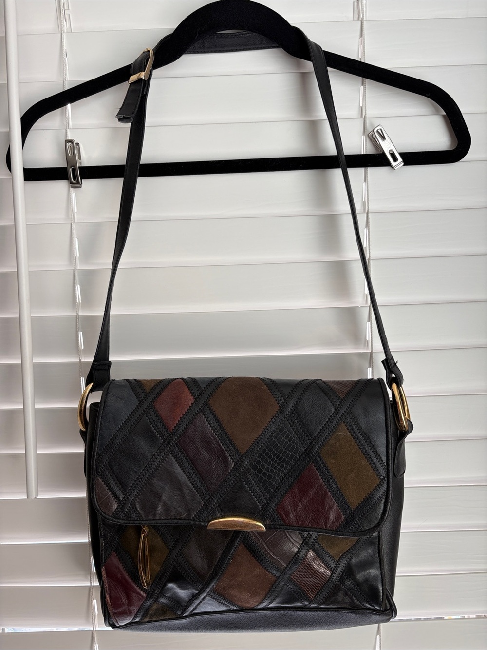 Whimsy Leather shoulder Bag with gold accents